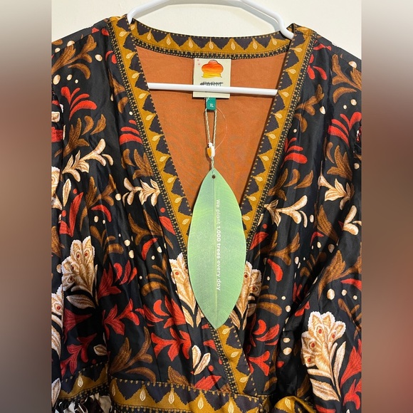 Farm Rio Tapestry Garden V-Neck Belted Mini Dress - Picture 6 of 9